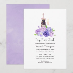 Invitation Fête de mariage Pastel Violet Floral Pop Fizz Clin