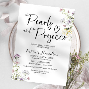 Invitation Fête de mariage Perles et Prosecco