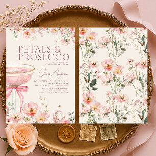 Invitation Fête de mariage Petals & Prosecco Rose Coquette Ru