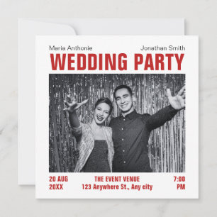 Invitation Fête de mariage photo minimaliste moderne