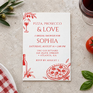 Invitation Fête de mariage Pizza Prosecco Terracotta Italien