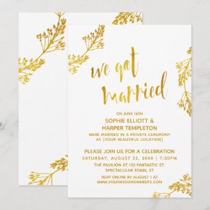 Invitation Fête de mariage post-cérémonie Or & Blanc