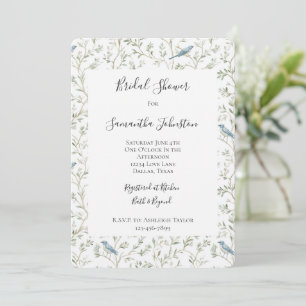 Invitation Fête de mariage Pretty Blue Birds Dream