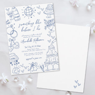 Invitation Fête de mariage "Quelque chose de bleu dessiné à l