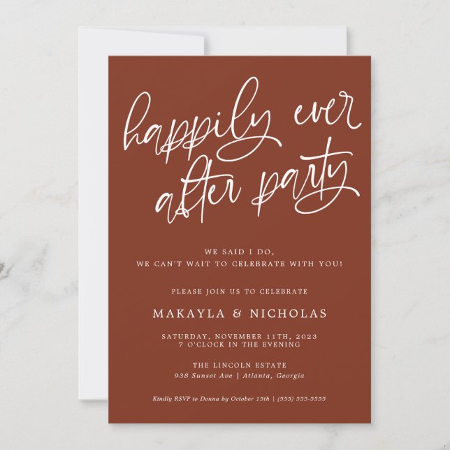 Invitation Fête de mariage réception de mariage heureux pour  (Devant)
