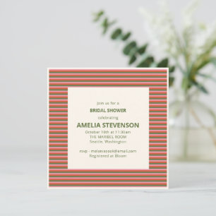 Invitation Fête de mariage rétro rose orange vert rayé