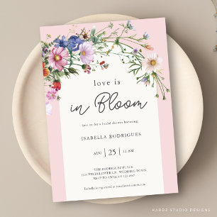 Invitation Fête de mariage Rose Fleur Sauvage Amour en Fleur
