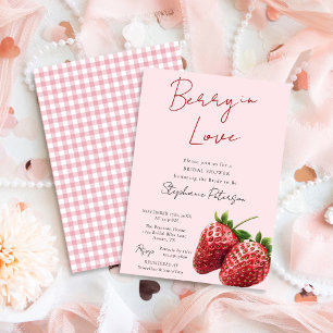 Invitation Fête de mariage Rose Fraise Baignée d'Amour