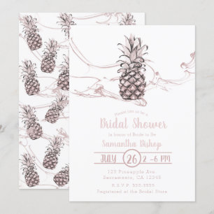 Invitation Fête de mariage rose saumon avec ananas juteux pou