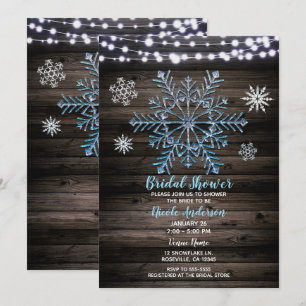 Invitation Fête de mariage Rustique avec Flocons de Neige et 