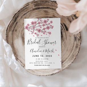Invitation Fête de mariage Rustique Pétales de Cerisier en Fl