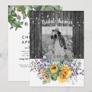 Invitation Fête de mariage rustique tournesol lavande