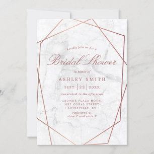 Invitation Fête de mariage simple géométrique en marbre et or