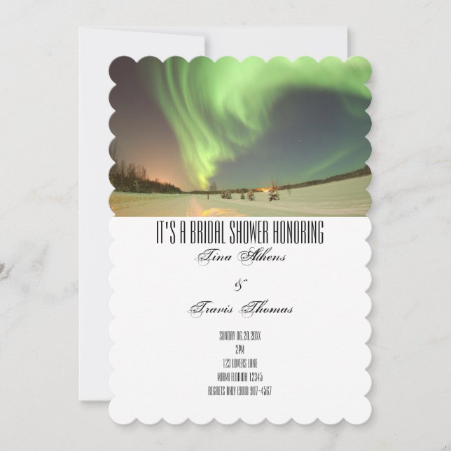 Invitation Fête de Mariage sous les Aurores Boréales Invités (Devant)