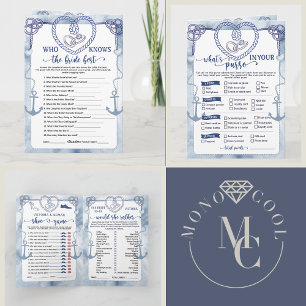Invitation Fête de mariage Thème Ancre de Navire, Activités 4