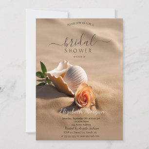 Invitation Fête de mariage thème coquillage rose sable