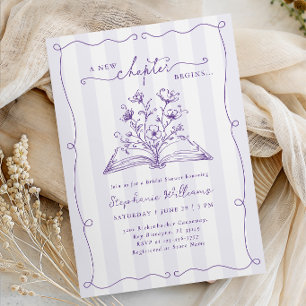 Invitation Fête de mariage thème floral rayé lavande