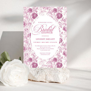 Invitation Fête de mariage Toile de Jouy Roses roses roses et