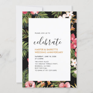 Invitation Fête de mariage tropical moderne et anniversaire d