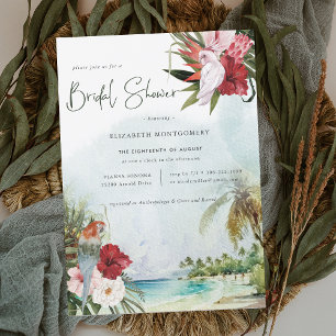 Invitation Fête de mariage tropicale aux palmiers floraux de 