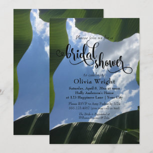 Invitation Fête de mariage tropicale avec feuilles de bananie
