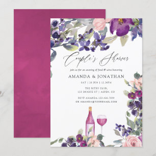 Invitation Fête de mariage violette et prune en dégustation d