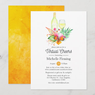 Invitation Fête de mariage virtuel Tropical Summer Floral Win