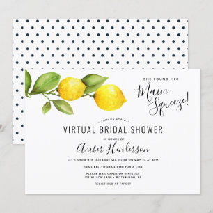 Invitation Fête de mariage virtuelle Main Squeeze Lemons