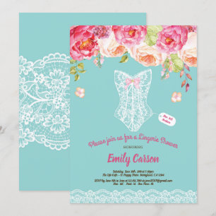 Invitation Fête de mariée à la lingerie de dentelle turquoise
