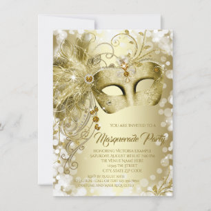 Invitation Fête de Mascarade en Or