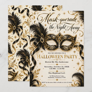 Invitation Fête de masques glamour pour Halloween