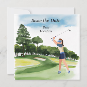 Invitation Fête de mise à jour de golf pour femme golfeuse