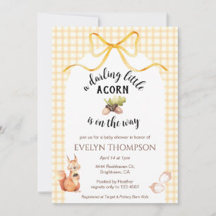 Invitation Fête de naissance 010 Écureuil mignon en gingham n