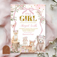Fête de naissance animaux de la forêt ruban rose c