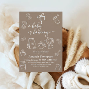 Invitation Fête de naissance au café pour bébé de genre neutr