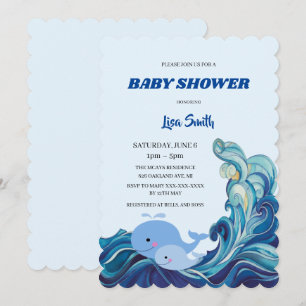 Invitation Fête de naissance Baleines Bleues Nautiques