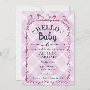 Invitation Fête de naissance bébé 006 Gingham Aquarelle Oisea