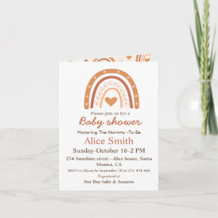 Invitation Fête de naissance bébé arc-en-ciel boho Terracotta
