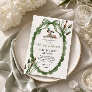 Invitation Fête de naissance bébé canard colvert vert