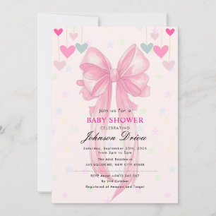 Invitation Fête de naissance bébé fille Arc-en-ciel   Élégant