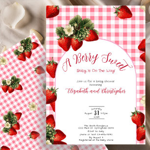 Invitation Fête de naissance Bébé Fille au Tissu à Carreaux R