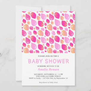 Invitation Fête de naissance bébé fille motif ballon rose