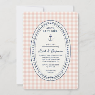 Invitation Fête de naissance bébé fille nautique