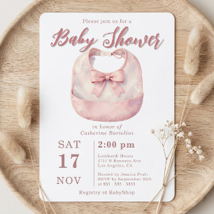 Invitation Fête de naissance bébé fille nœud papillon rose aq