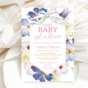 Invitation Fête de naissance bébé fleur colorée en fleurs