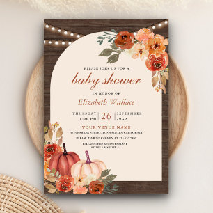 Invitation Fête de Naissance Bébé Fleur Terreuse Citrouille T