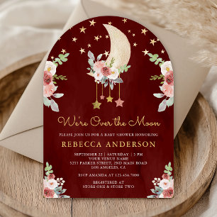 Invitation Fête de naissance Bébé Fleurs de Bourgogne Lune en