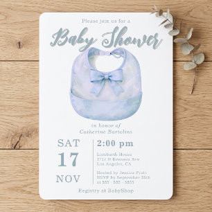 Invitation Fête de naissance bébé garçon nœud papillon bleu c