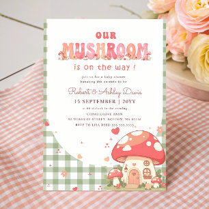 Invitation Fête de naissance bébé genre neutre Champignon Gin