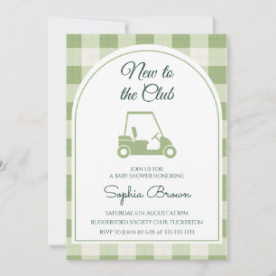 Invitation Fête de naissance bébé golf avec arche en vichy ve